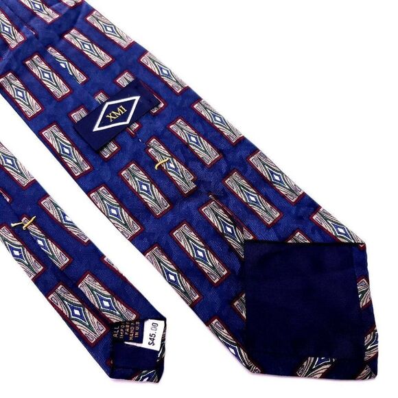 XMI Silk Tie Print Blue Geometric Short - Picture 3 of 6